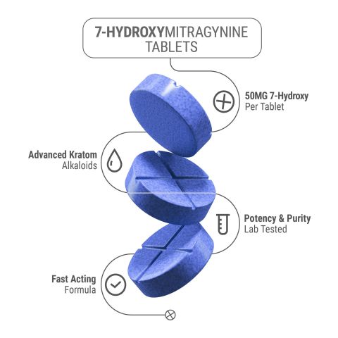 50mg 7-Hydroxy Tablets - Blue Razz - Thumbnail 5