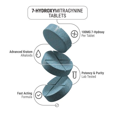 100mg 7-Hydroxy Tablets - Unflavored - Thumbnail 5