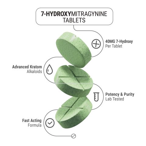 40mg 7-Hydroxy Tablets - Green Apple - Thumbnail 5