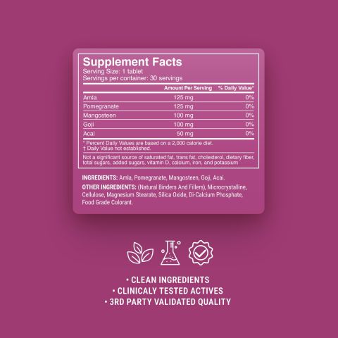 500mg - Antioxidant Superfruit Mix - Berry Pomegranate - Mood Tablets - Thumbnail 9